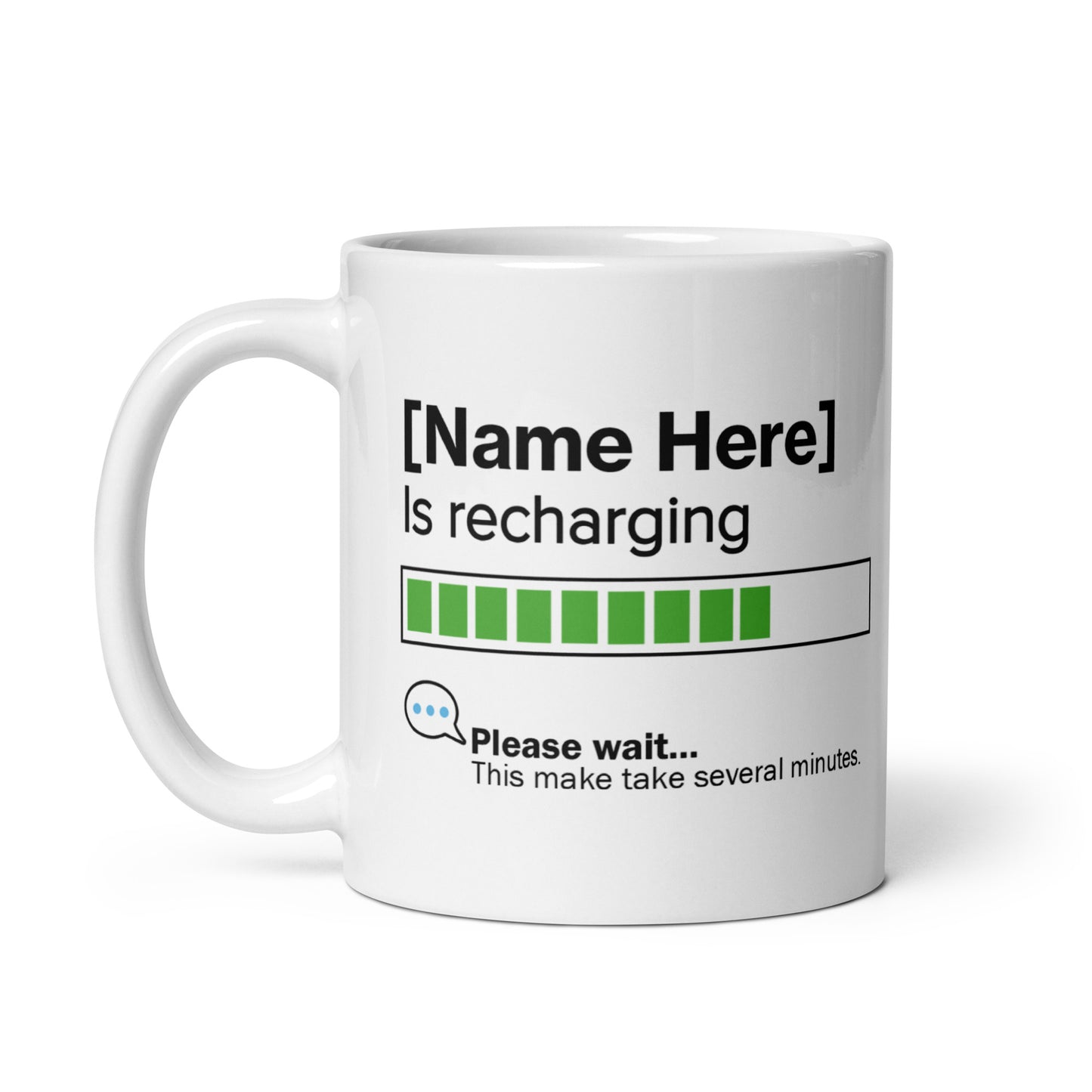 Design Your Self Build Mug - 11oz - Personalised Gift for Self Builders - Name Here Is recharging