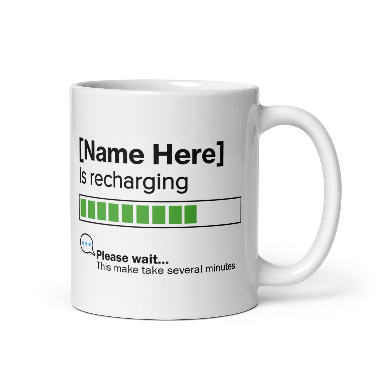 Design Your Self Build Mug - 11oz - Personalised Gift for Self Builders - Name Here Is recharging